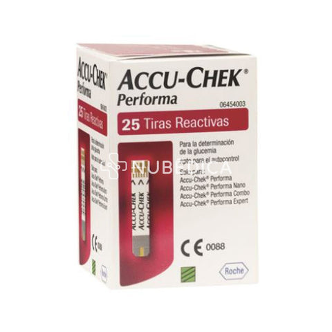 ACCU-CHEK PERFORMA, TIRAS REACTIVAS PARA LA DETERMINACION DE GLUCOSA EN SANGRE C/25 TIRAS - NUBÉDICA